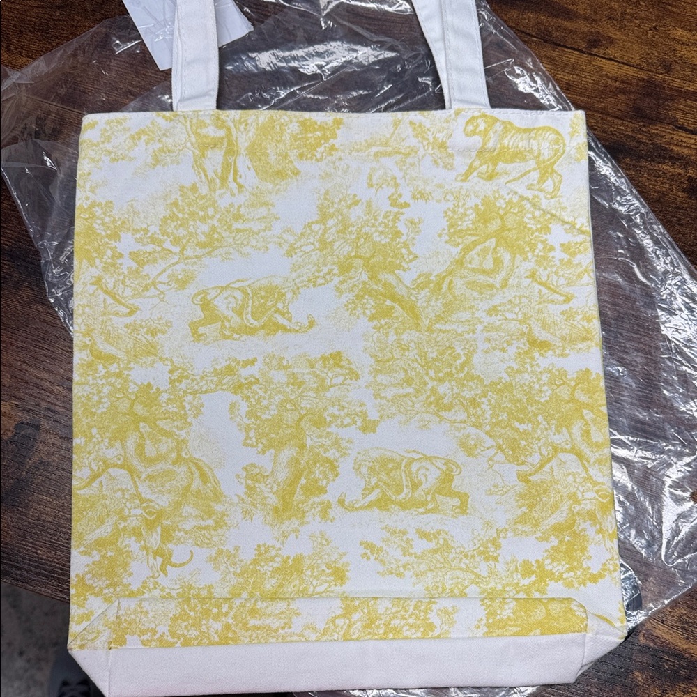 Dior White and Yellow Tote Bag